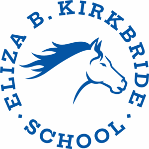 Eliza B. Kirkbride School Logo Blue circular logo with the text “Eliza B. Kirkbride School” surrounding a horse head emblem